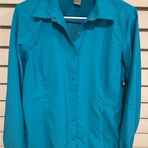 Duluth Trading Co Turquoise Button-Front Lightweight Jacket